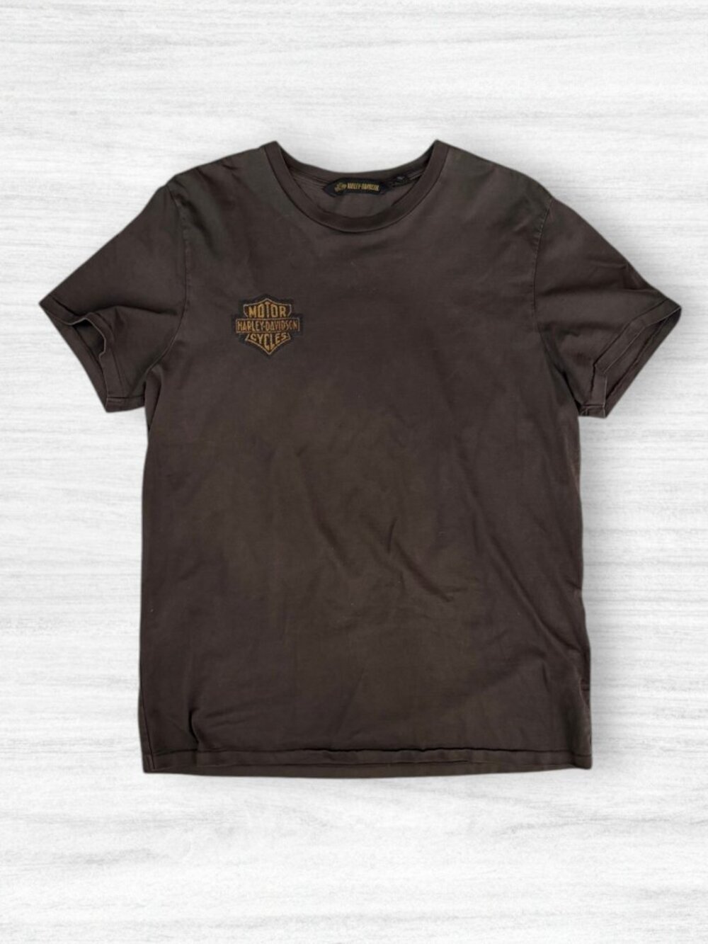Harley-Davidson Brown Embroidered Logo T-Shirt Mens XL Winged Back Graphic Moto